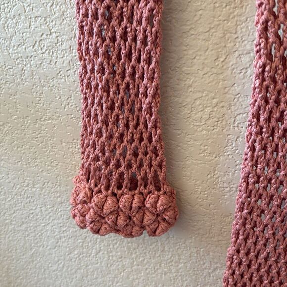 Ayni Pink Coral Crochet Knit Long Sleeve Maxi Dress Resort Swims Cover Up NWOT - Picture 7 of 12